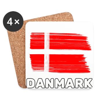 Le Danemark avec le drapeau national - Dessous de verre (lot de 4) - blanc - Devant