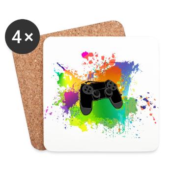 Controller color splash Colorful gaming gift idea - Coasters (set of 4) - white - Front