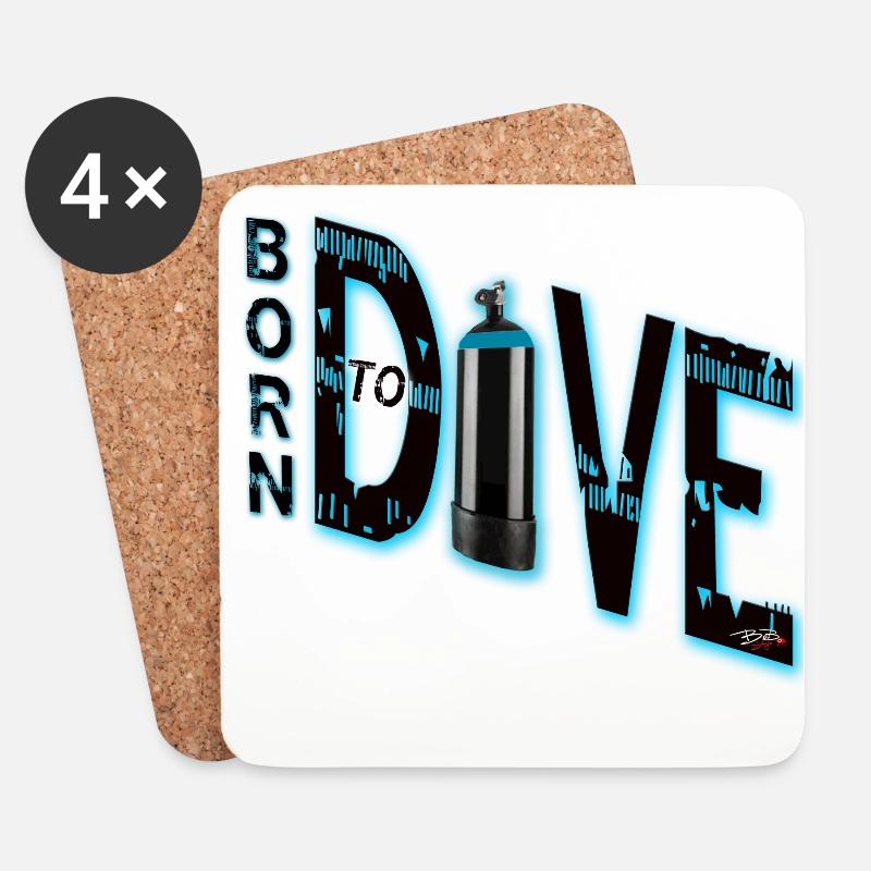 Born to Dive - Untersetzer (4er-Set) - Weiß