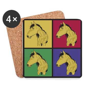 Pferde Pop-Art - Untersetzer (4er-Set) - Weiß - Vorne