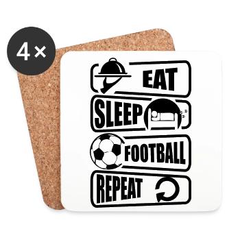 eat sleep football repeat people tshirt - Coasters (set of 4) - white - Front
