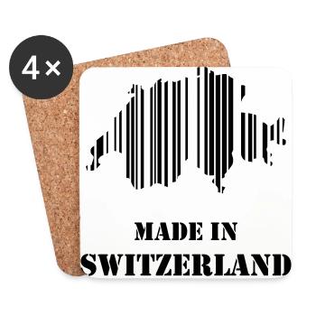 Made in Switzerland - Gift idea for Swiss - Coasters (set of 4) - white - Front