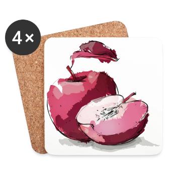 Apple red beautiful apple red - Coasters (set of 4) - white - Front
