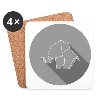 éléphant - Dessous de verre (lot de 4) - blanc - Devant