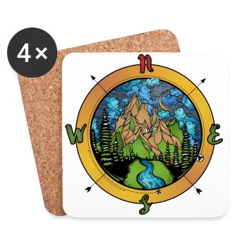 Compass and nature compass - Coasters (set of 4) - white - Front