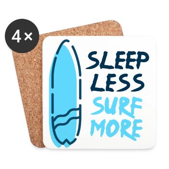 Surf - Sleep Less Surf More - Untersetzer (4er-Set) - Weiß - Vorne