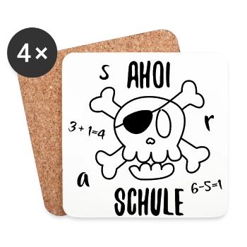 Schule Einschulung Geschenk Schultag erste Klasse - Untersetzer (4er-Set) - Weiß - Vorne