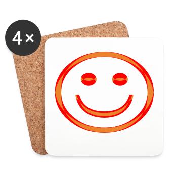 Smile - Visage heureux - Dessous de verre (lot de 4) - blanc - Devant
