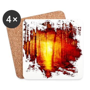 Natur Wald Bäume Sonnenstrahl Sonne Geschenk Idee - Untersetzer (4er-Set) - Weiß - Vorne