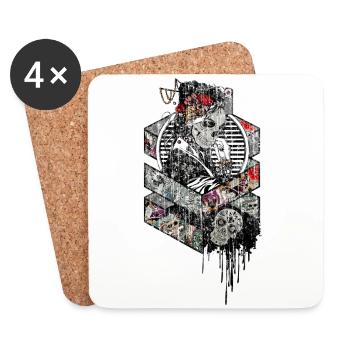 Geisha os squelette utilisé look - Dessous de verre (lot de 4) - blanc - Devant