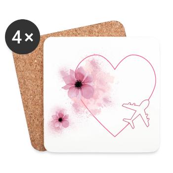 Travel from your heart's content - Coasters (set of 4) - white - Front