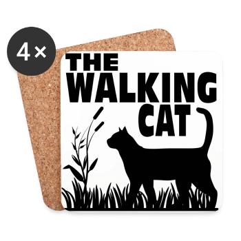The Walking Cat - Chat - Chat - Dessous de verre (lot de 4) - blanc - Devant