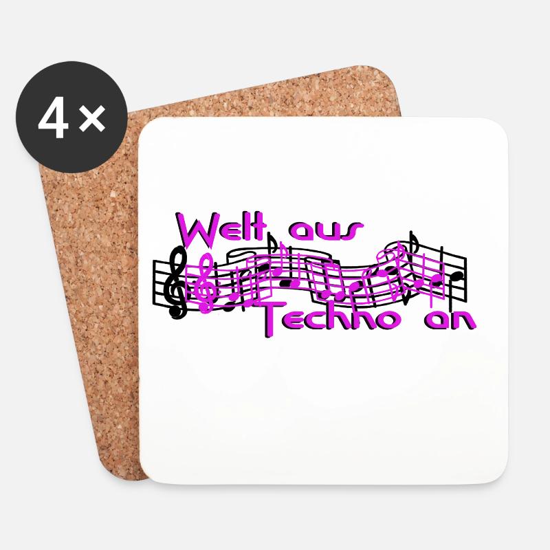Welt aus Techno an Schriftzug - Untersetzer (4er-Set) - Weiß