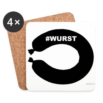 Fleischwurst Geschenk Geschenkidee Idee - Untersetzer (4er-Set) - Weiß - Vorne