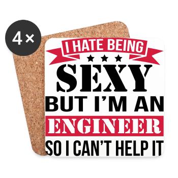I Hate Being Sexy But I'm Engineer - Coasters (set of 4) - white - Front