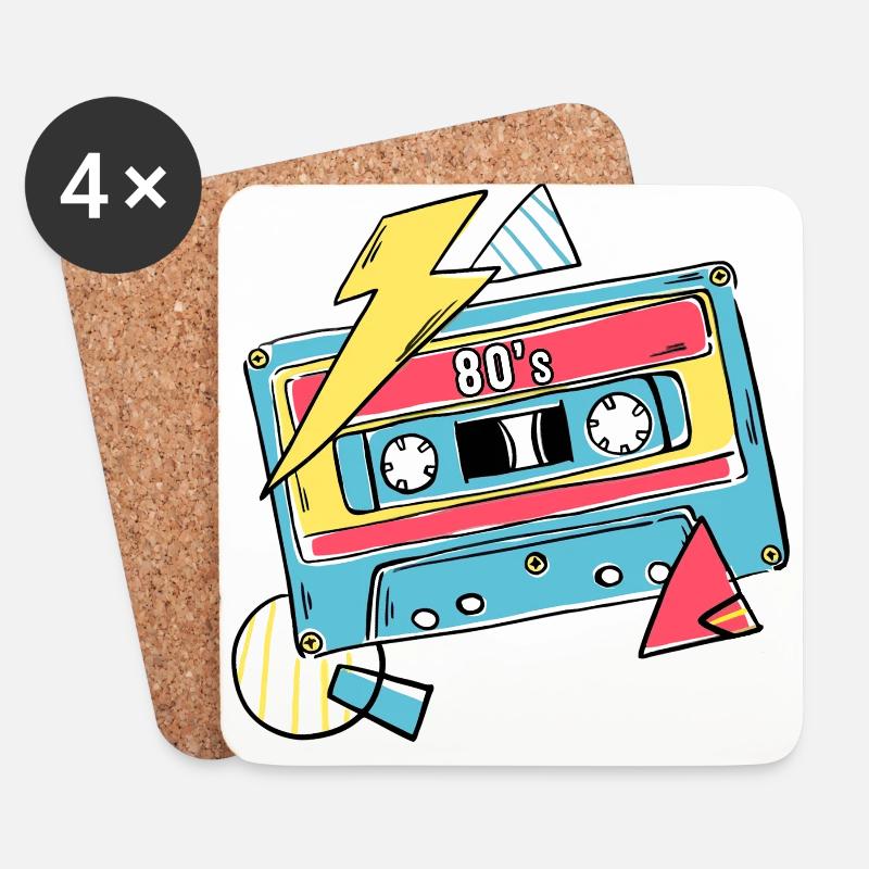 Cassette Music 80s Gift Pop Style Gift Idea - Coasters (set of 4) - white