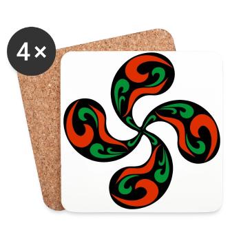 Croix Basque - Dessous de verre (lot de 4) - blanc - Devant