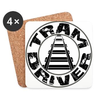 Tram Driver Round logo - Coasters (set of 4) - white - Front