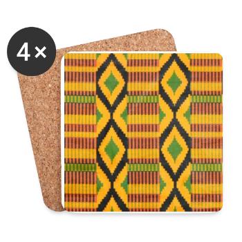 Motifs au losange coloré vert, jaune et noir - Dessous de verre (lot de 4) - blanc - Devant