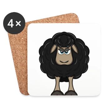 angry black sheep - Coasters (set of 4) - white - Front