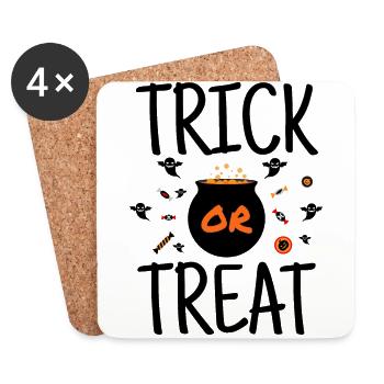 Trick Or Treat - Halloween Süssigkeiten Streiche - Untersetzer (4er-Set) - Weiß - Vorne