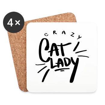 Crazy Cat Lady Crazy Cats Kitten Gift - Coasters (set of 4) - white - Front