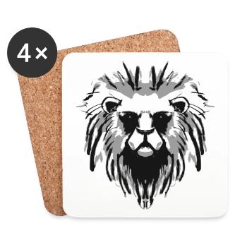 Lion hero! Lion Gift Lion Idea - Coasters (set of 4) - white - Front