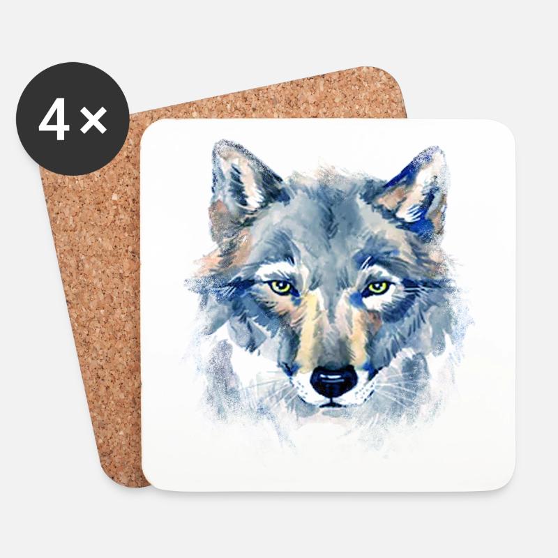 Kunst Wolf - Untersetzer (4er-Set) - Weiß