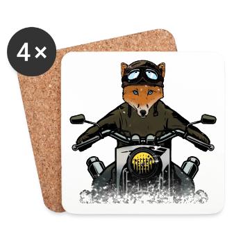 Fox of motorcyclists - Coasters (set of 4) - white - Front