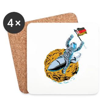 Astronaute allemand dans l’espace - Dessous de verre (lot de 4) - blanc - Devant