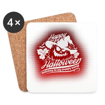 Citation de bonne fête de la citrouille Halloween Bienvenue - Dessous de verre (lot de 4) - blanc - Devant
