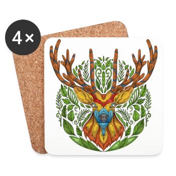 Deer deer nature deer head - Coasters (set of 4) - white - Front