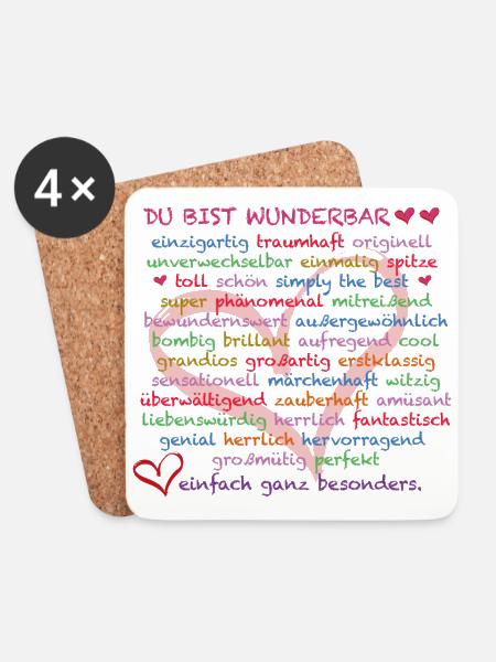 du bist wunderbar - Untersetzer (4er-Set) - Weiß
