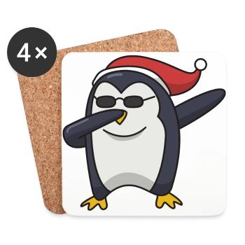 Pinguin dabbing Weihnachten Geschenk Hip Hop cool - Untersetzer (4er-Set) - Weiß - Vorne