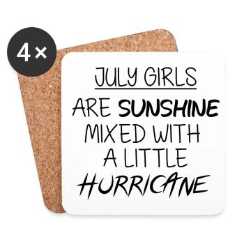 Filles juillet juillet anniversaire fille disant cadeau - Dessous de verre (lot de 4) - blanc - Devant