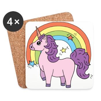 Unicorn Elsbeth in front of a rainbow - Coasters (set of 4) - white - Front