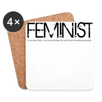 Droits féministes pour les femmes féministes - Dessous de verre (lot de 4) - blanc - Devant