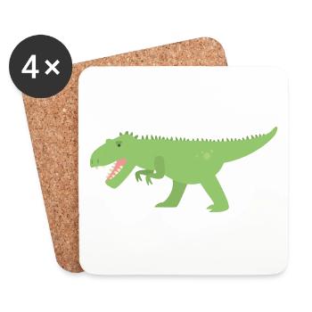 Dinosaures chasseurs - Dessous de verre (lot de 4) - blanc - Devant