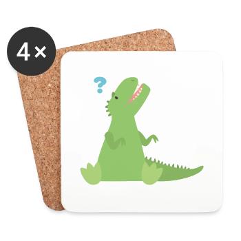 T Rex question mark - Coasters (set of 4) - white - Front
