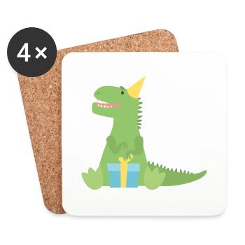 T Rex cadeau d’anniversaire - Dessous de verre (lot de 4) - blanc - Devant