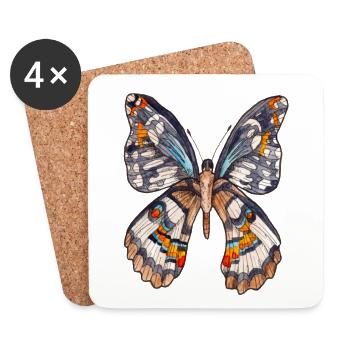 Brauner Schmetterling - Untersetzer (4er-Set) - Weiß - Vorne