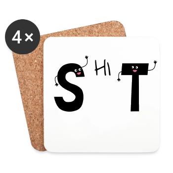 Shit letters - Coasters (set of 4) - white - Front