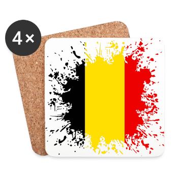 Belgien Flagge Farbspritzer - Untersetzer (4er-Set) - Weiß - Vorne