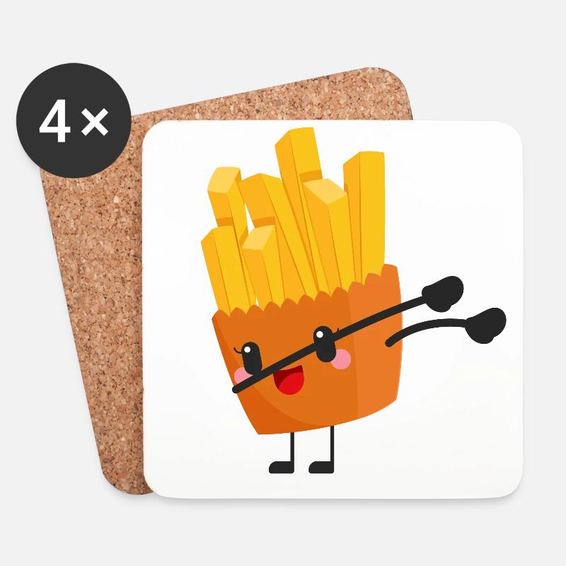 Dabbing Pommes - Geschenk Idee - Untersetzer (4er-Set) - Weiß