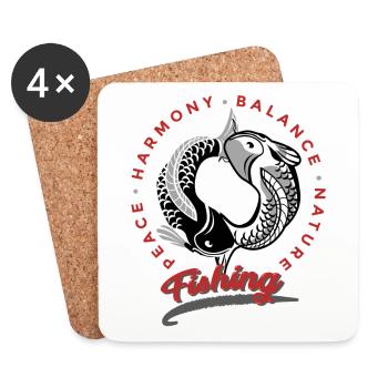fishing yin yang - Coasters (set of 4) - white - Front