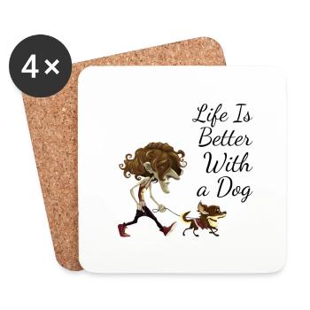 Conception de chien pour les propriétaires de chiens - Dessous de verre (lot de 4) - blanc - Devant