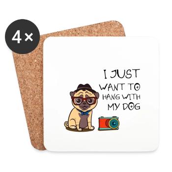 Conception de chien pour les propriétaires de chiens - Dessous de verre (lot de 4) - blanc - Devant