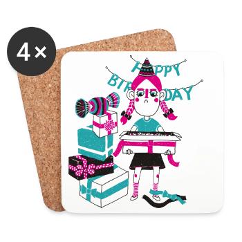 anniversaire - Dessous de verre (lot de 4) - blanc - Devant