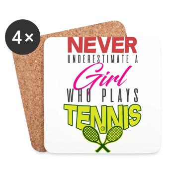 Ne sous-estimez pas un joueur de tennis! idée cadeau - Dessous de verre (lot de 4) - blanc - Devant