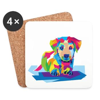 Bunter Hund - Untersetzer (4er-Set) - Weiß - Vorne